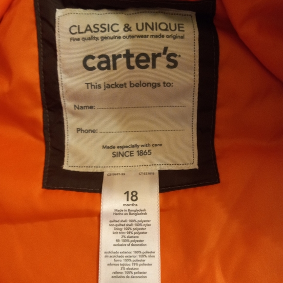 Winter Puffer Jacket Carter's Toddlers Hoodie Camoflauge Adventure Gear 18 mths - Picture 4 of 4